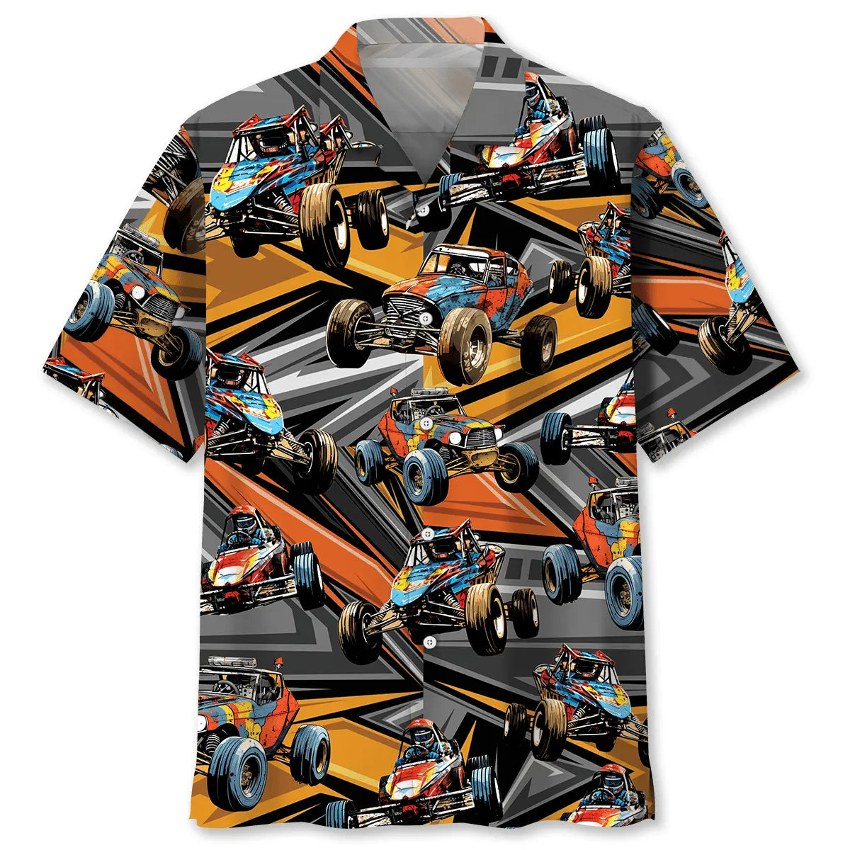 Abstract Quarter Midget Race Car Hawaiian Shirt For Summer Vacation, Beach Travel, And Casual Wear