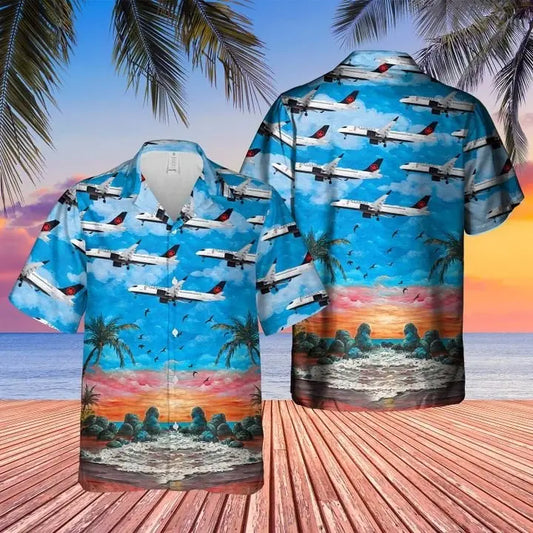 Canadian Passenger Aircraft Hawaiian Shirt For Racing Fans, Summer Outings, And Relaxed Vacation Wear