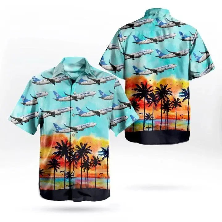 European Passenger Jet Hawaiian Shirt For Resort Trips, Coastal Parties, And Warm Weather Style