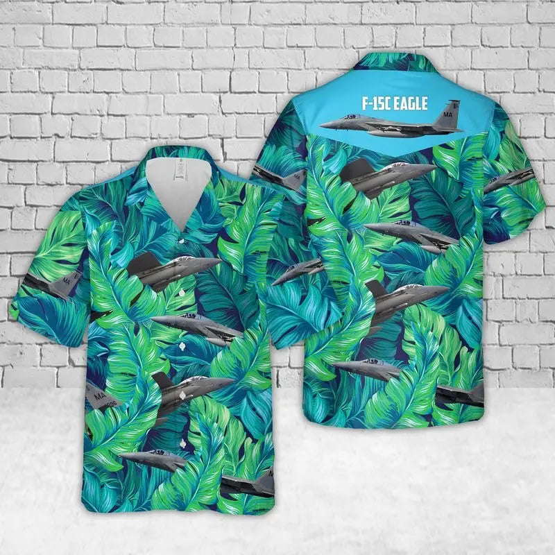 Tropical Massachusetts Fighter Jet Hawaiian Shirt For Summer Vacation, Beach Travel, And Casual Wear
