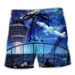 Airplane And Air Traffic Control Beach Shorts Artwork Detail For Casual Warm Weather Outfits