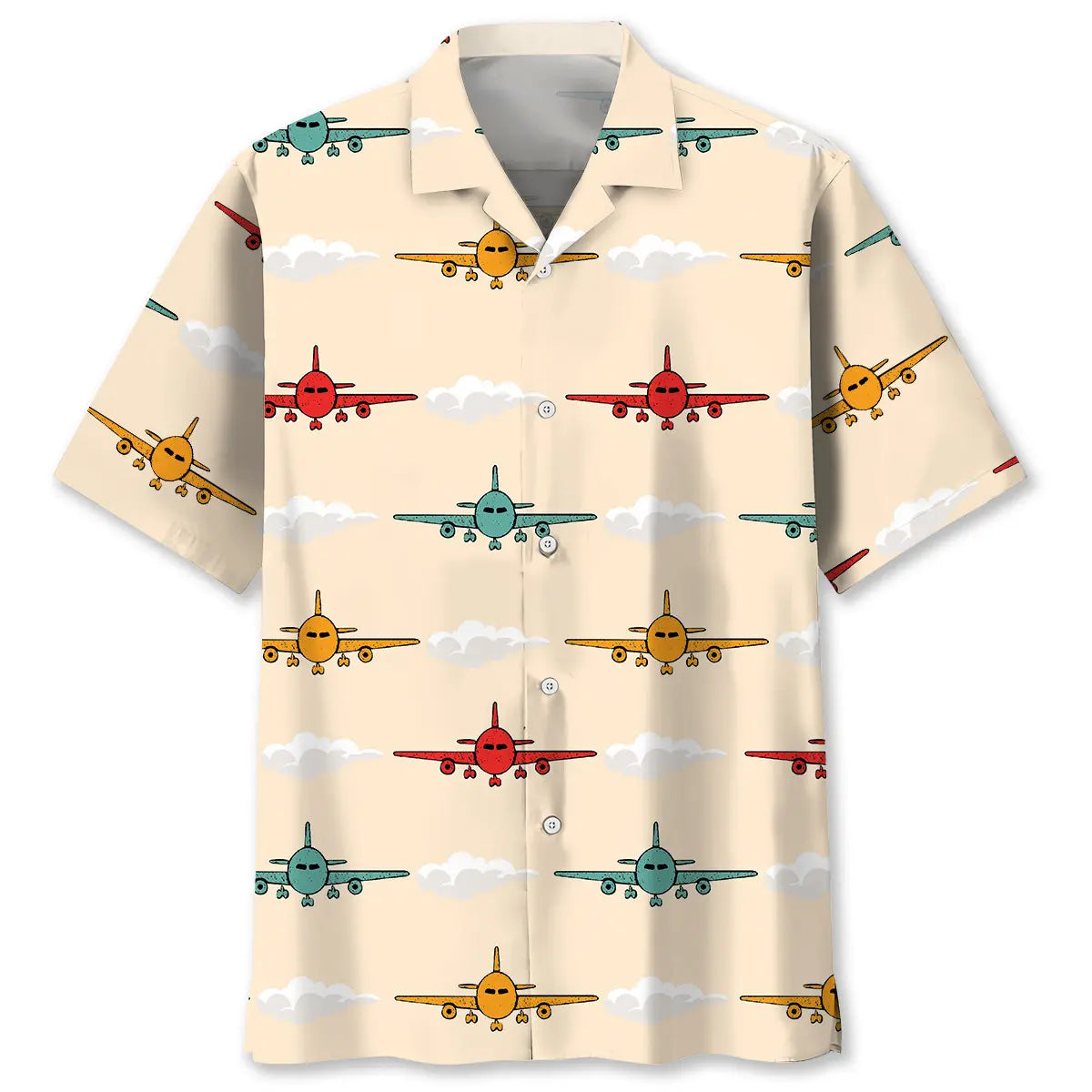 Airplane Colorful Hawaiian Shirt For Resort Holiday And Comfortable Travel Wear