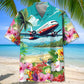 Airplane Creative Pattern Hawaiian Shirt For Summer Vacation, Beach Travel, And Casual Wear