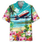 Airplane Creative Pattern Hawaiian Shirt For Summer Vacation, Beach Travel, And Casual Wear