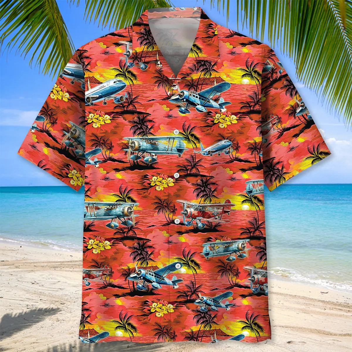 Airplane Creative Pattern Hawaiian Shirt For Tropical Holidays, Outdoor Gatherings, And Everyday Comfort