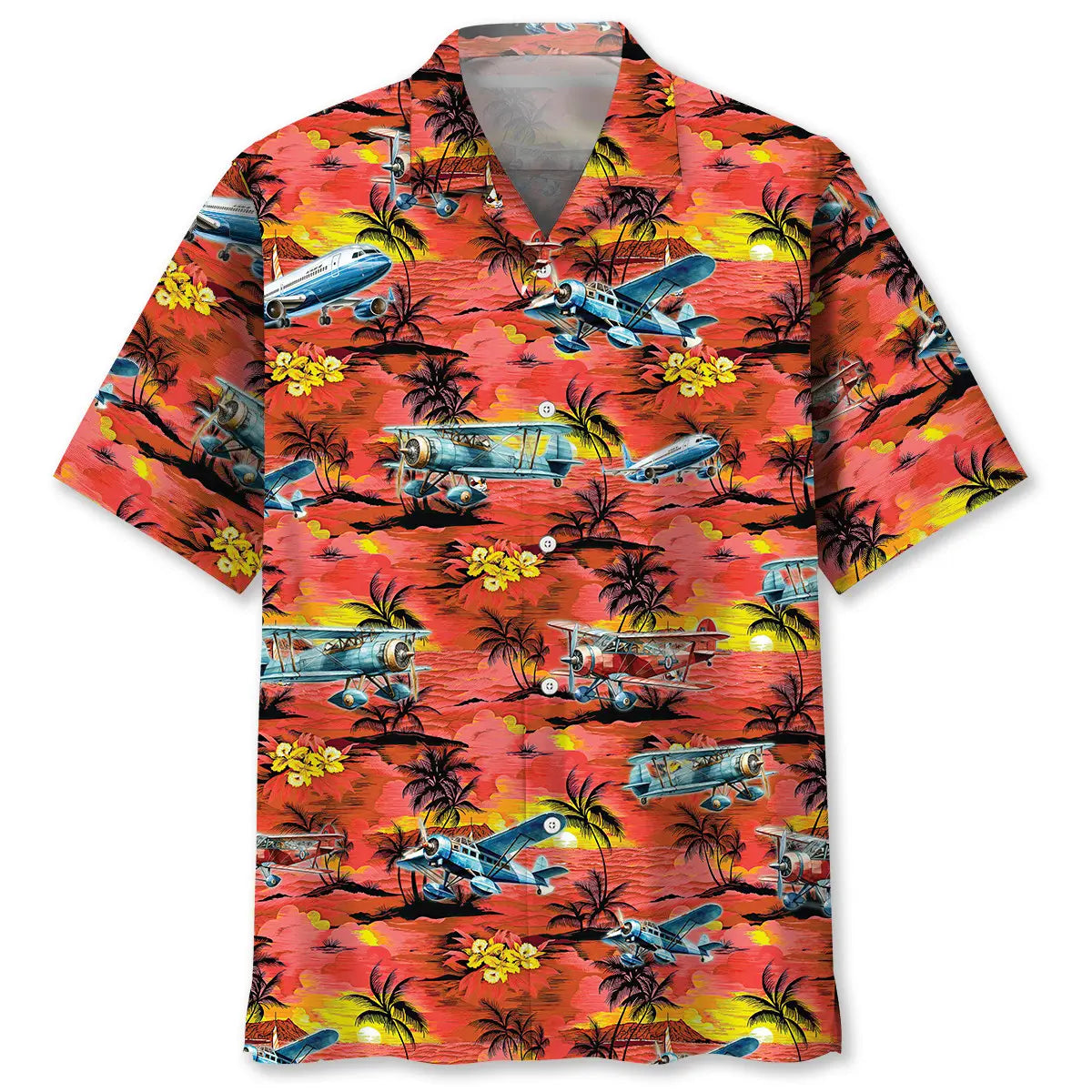Airplane Creative Pattern Hawaiian Shirt For Tropical Holidays, Outdoor Gatherings, And Everyday Comfort