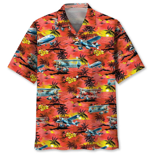 Airplane Creative Pattern Hawaiian Shirt For Tropical Holidays, Outdoor Gatherings, And Everyday Comfort