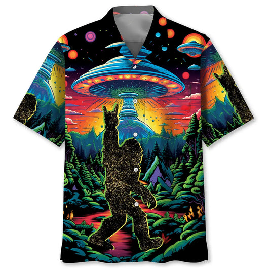 Alien Bigfoot Pocket Hawaiian Shirt For Coastal Getaways, Outdoor Gatherings, And Thoughtful Gift Giving