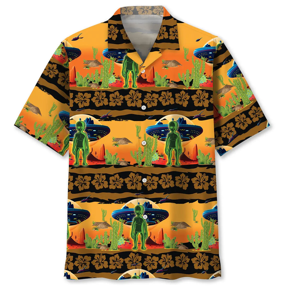 Alien Desert Hawaiian Shirt For Summer Vacation, Beach Travel, And Casual Wear