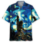 Alien Stalk Bigfoot In A Starry Night Hawaiian Shirt For Beach Travel And Island Inspired Style