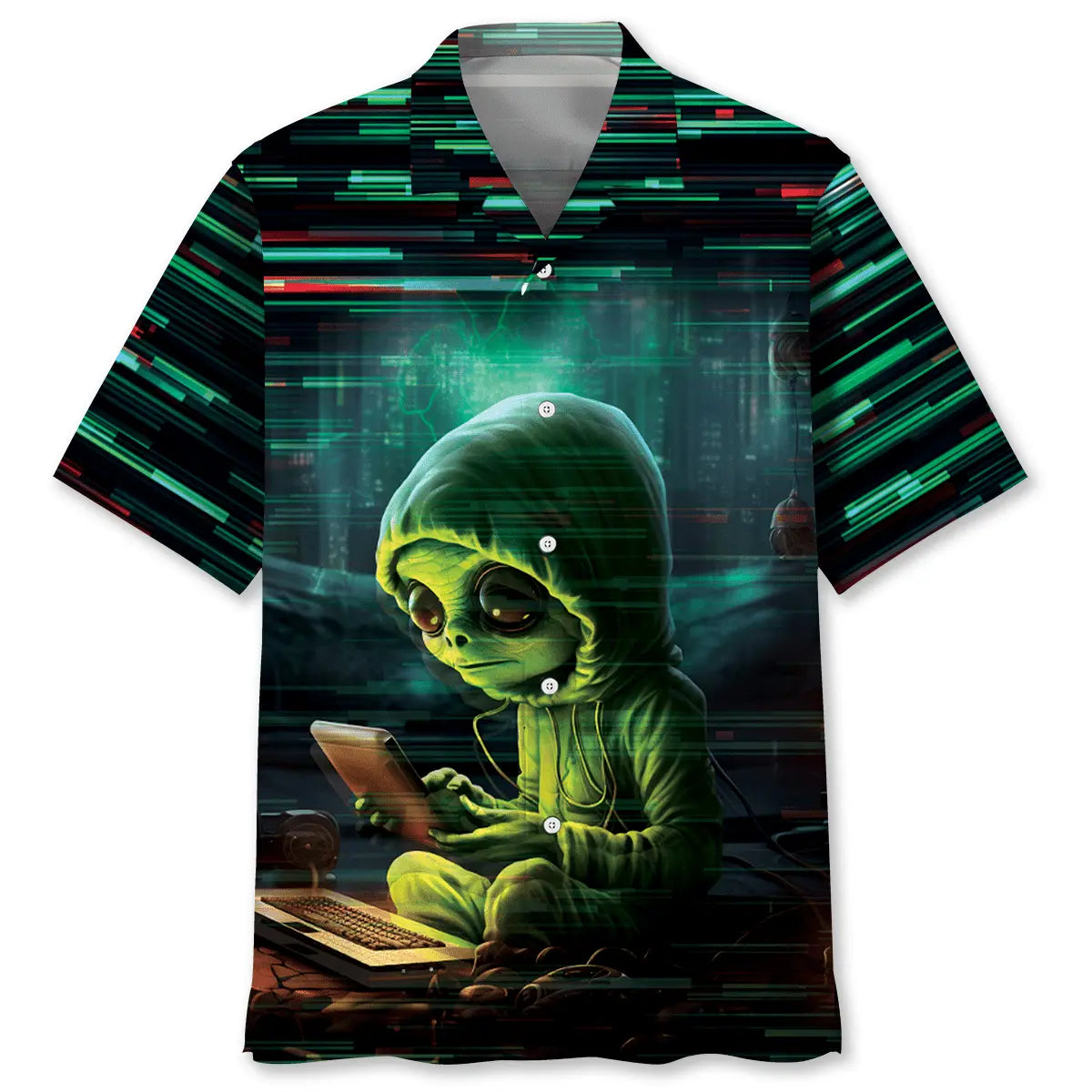 Alien Video Game Hawaiian Shirt For Summer Vacation, Beach Travel, And Casual Wear