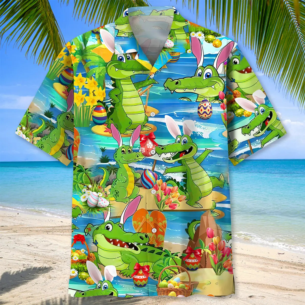 Alligator Easter Hawaiian Shirt For Beach Days, Summer Outings, And Thoughtful Gift Giving