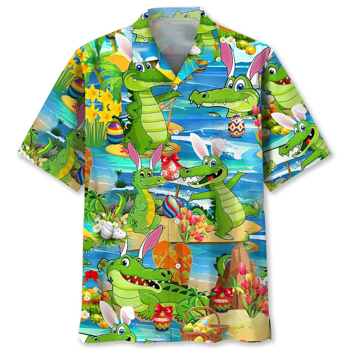 Alligator Easter Hawaiian Shirt For Beach Days, Summer Outings, And Thoughtful Gift Giving