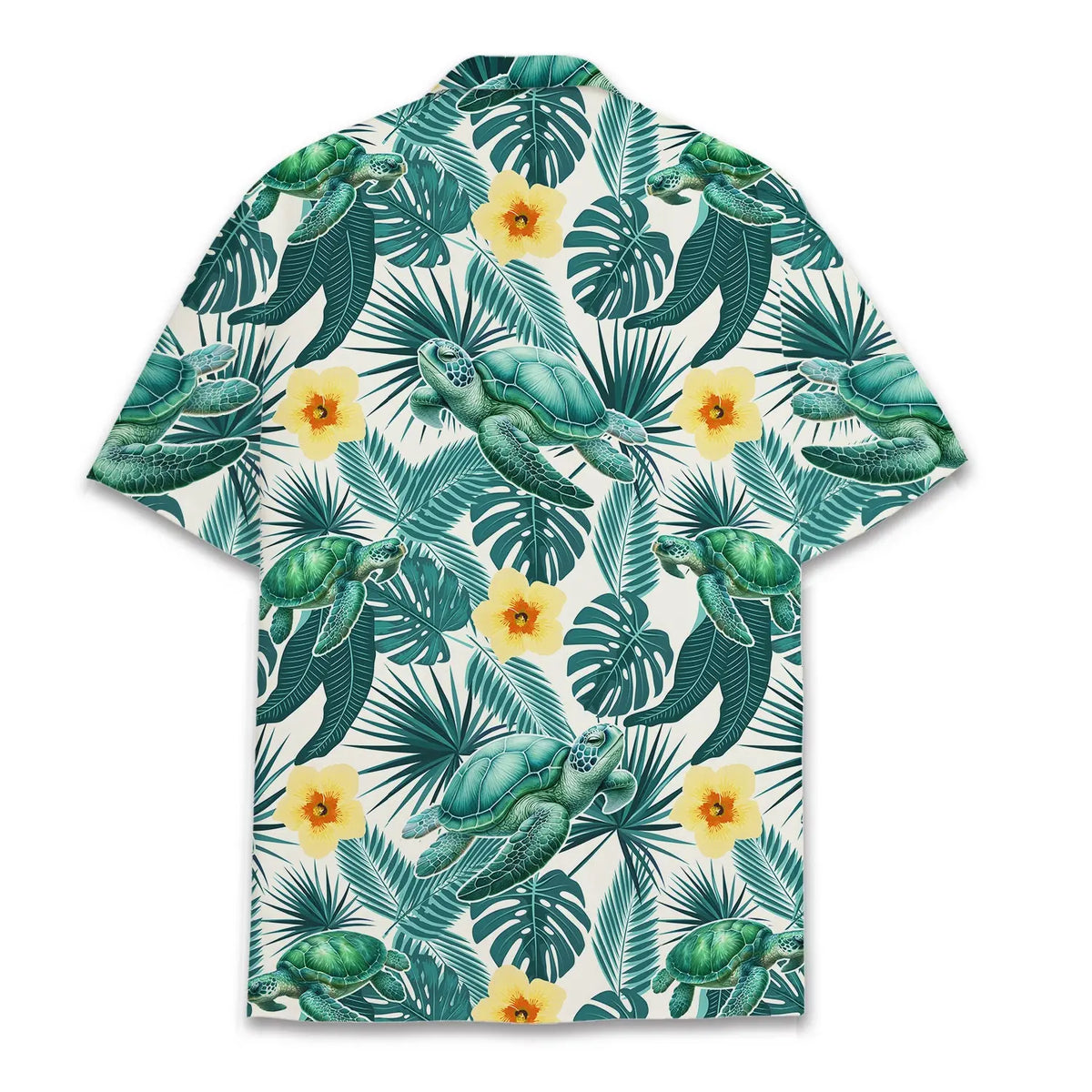 Tropical Island Turtle Aloha Hawaiian Shirt For Summer Vacation, Beach Travel, And Casual Wear