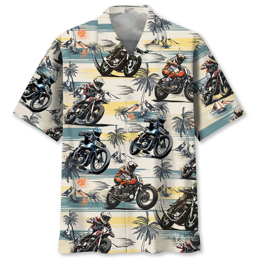 Island Aloha Flat Track Bike Racing Hawaiian Shirt For Motorsport Events, Beach Travel, And Thoughtful Gift Giving