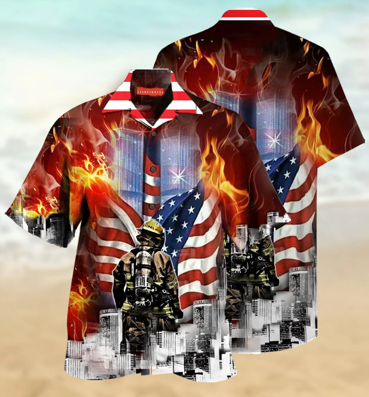 Firefighter Creative Pattern Hawaiian Shirt For Resort Trips, Coastal Parties, And Warm Weather Style
