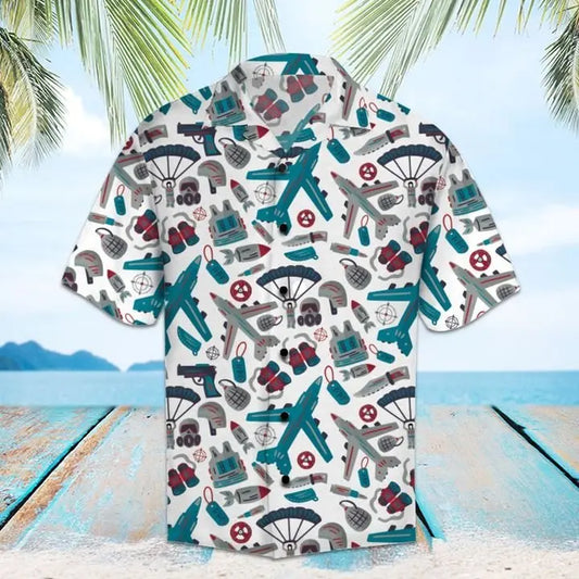 Summer Military Aviation Hawaiian Shirt For Holiday Gatherings, Coastal Trips, And Proud Seasonal Style