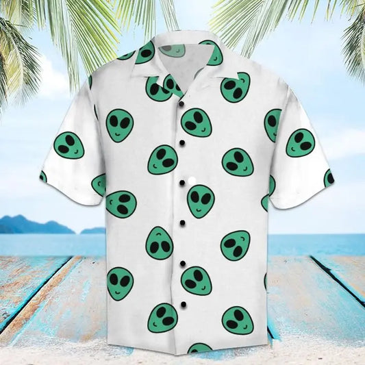 Summer Alien Hawaiian Shirt For Coastal Travel, Casual Events, And Comfortable Summer Wear