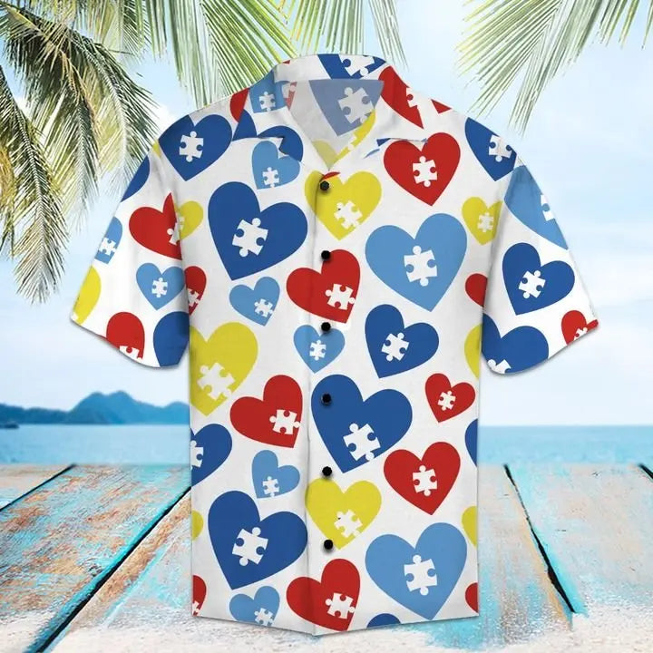 Summer Autism Hawaiian Shirt For Coastal Travel, Casual Events, And Comfortable Summer Wear