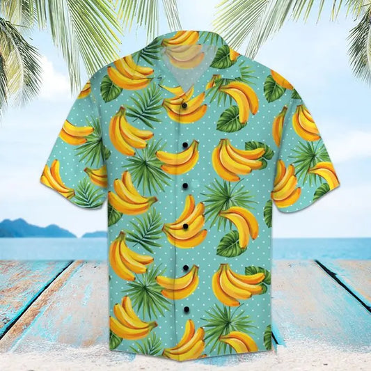 Summer Bananas Hawaiian Shirt For Summer Vacation, Beach Travel, And Casual Wear
