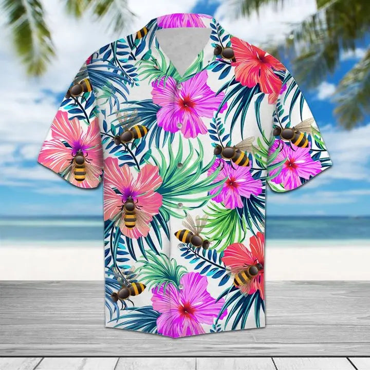 Summer Bee Hawaiian Shirt For Resort Trips, Coastal Parties, And Warm Weather Style