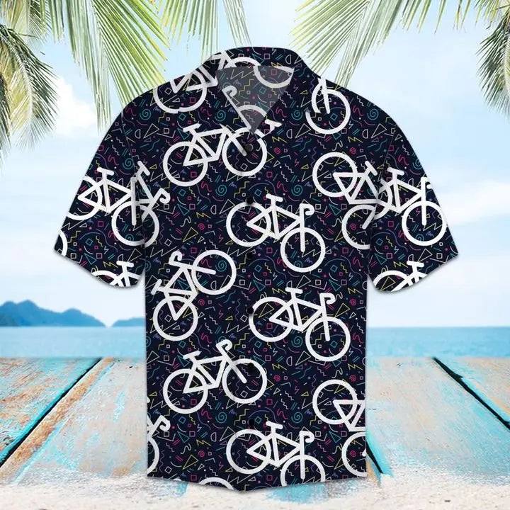 Summer Biking Hawaiian Shirt For Tropical Holidays, Resort Trips, And Relaxed Coastal Style