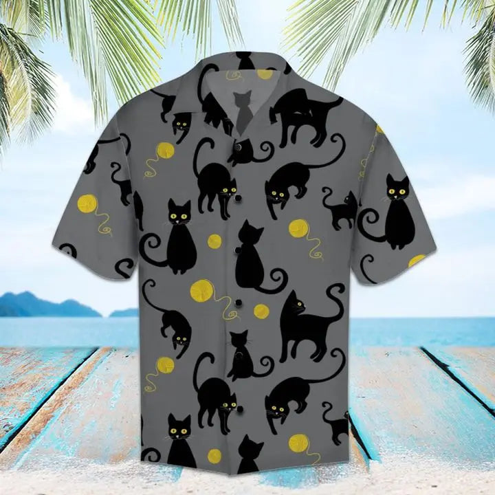 Summer Black Cat Hawaiian Shirt For Coastal Getaways, Outdoor Gatherings, And Thoughtful Gift Giving