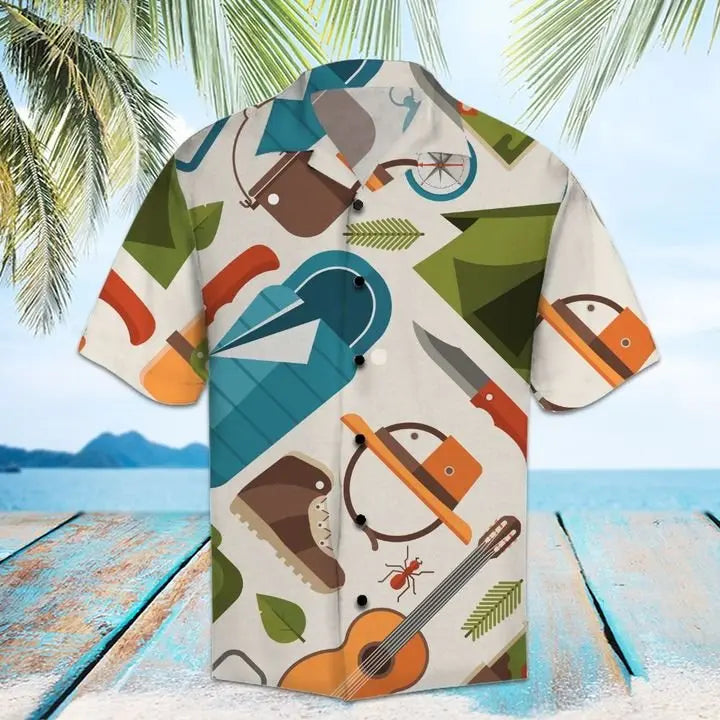 Summer Camping Hawaiian Shirt For Casual Gatherings, Beach Holidays, And Thoughtful Gift Giving