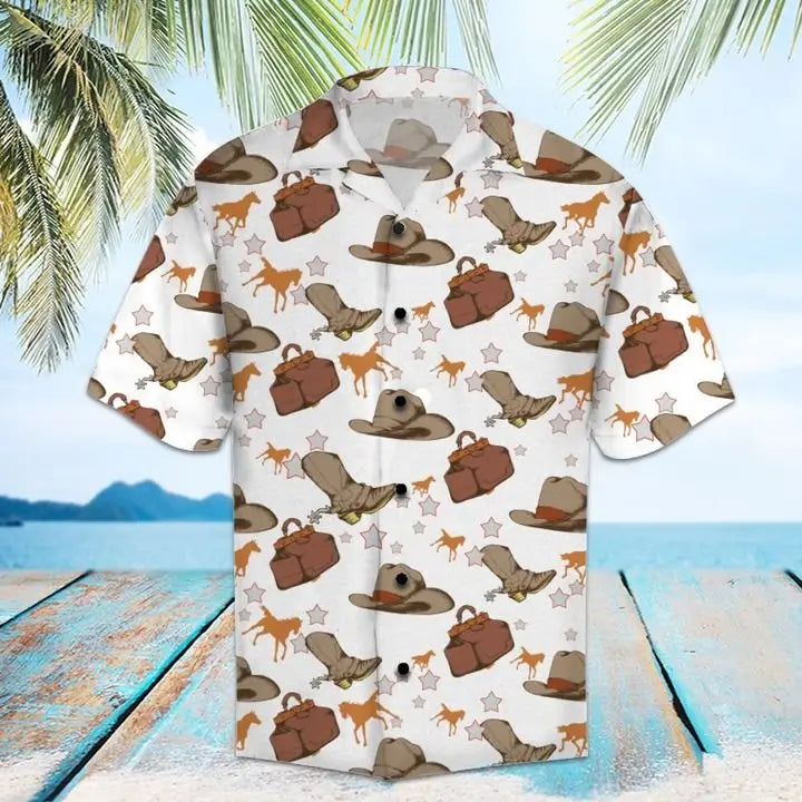 Summer Cowboy Hawaiian Shirt For Beach Days, Summer Outings, And Thoughtful Gift Giving