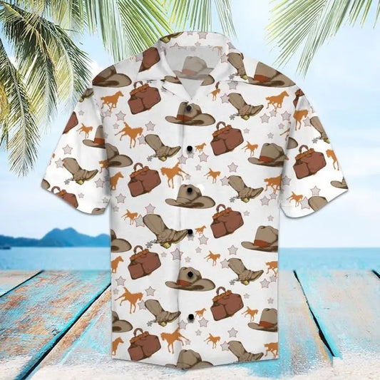 Summer Cowboy Hawaiian Shirt For Beach Days, Summer Outings, And Thoughtful Gift Giving