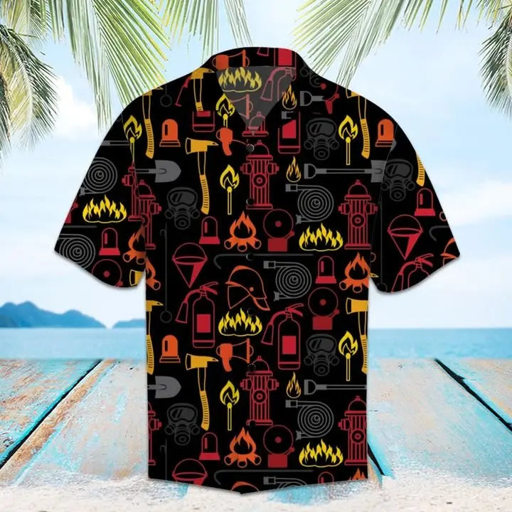 Summer Firefighter Hawaiian Shirt For Beach Days, Coastal Adventures, And Thoughtful Gift Giving