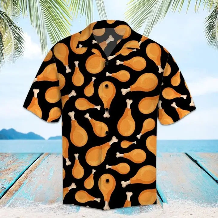 Summer Fried Chicken Hawaiian Shirt For Coastal Travel, Casual Events, And Comfortable Summer Wear