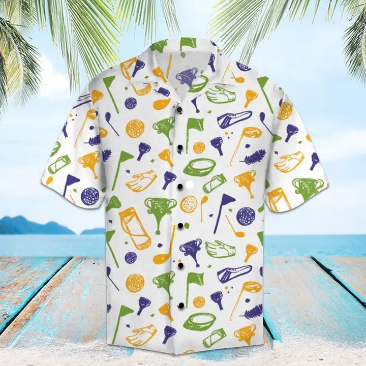 Summer Golf Hawaiian Shirt For Island Vacations, Resort Wear, And Relaxed Seasonal Style