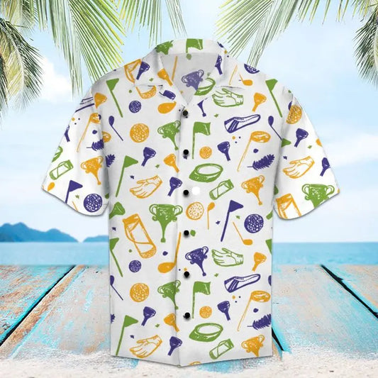 Summer Golf Hawaiian Shirt For Island Vacations, Resort Wear, And Relaxed Seasonal Style