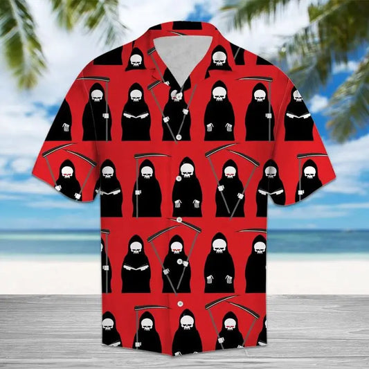 Summer Grim Reaper Hawaiian Shirt For Beach Days, Summer Outings, And Thoughtful Gift Giving
