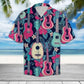 Summer Guitar Hawaiian Shirt For Summer Vacation, Beach Travel, And Casual Wear