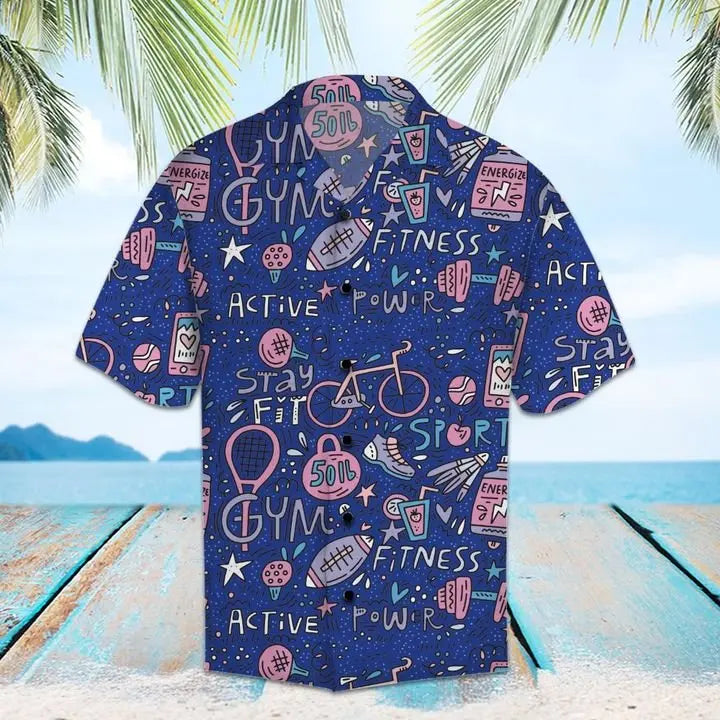 Summer Gym Hawaiian Shirt For Island Vacations, Resort Wear, And Relaxed Seasonal Style