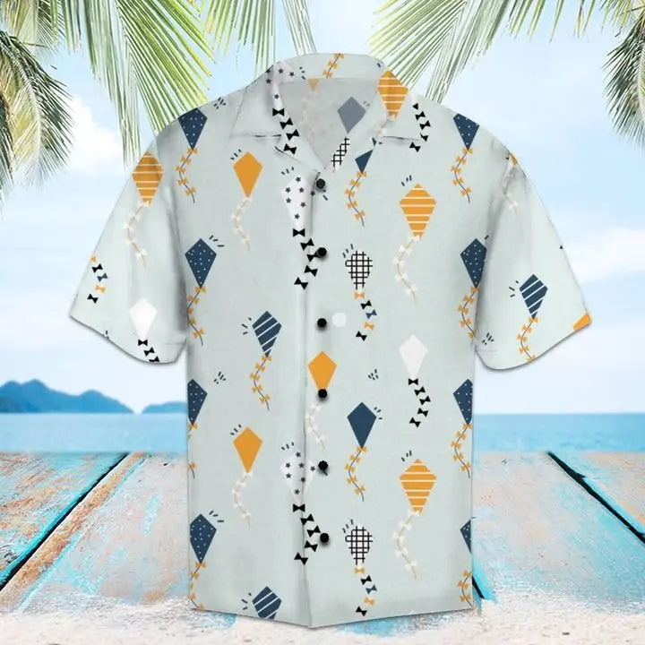 Summer Kite Hawaiian Shirt For Resort Trips, Coastal Parties, And Warm Weather Style