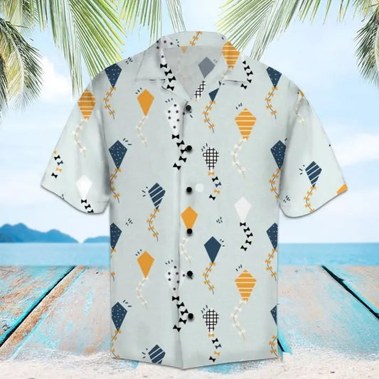 Summer Kite Hawaiian Shirt For Resort Trips, Coastal Parties, And Warm Weather Style