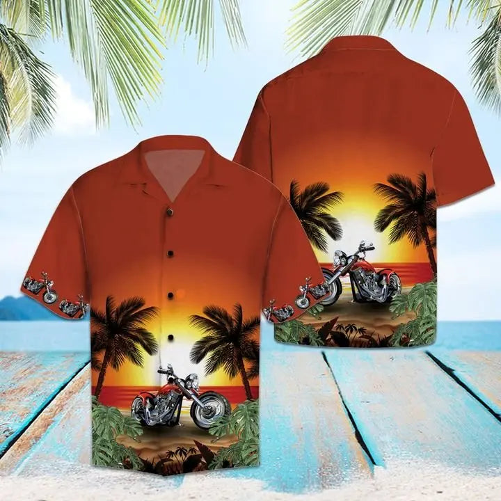Summer Legend Motorcycles Hawaiian Shirt For Summer Vacation, Beach Travel, And Casual Wear