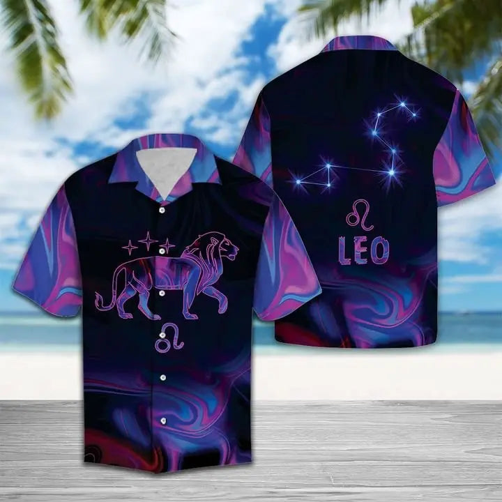 Summer Leo Horoscope Hawaiian Shirt For Tropical Holidays, Outdoor Gatherings, And Everyday Comfort