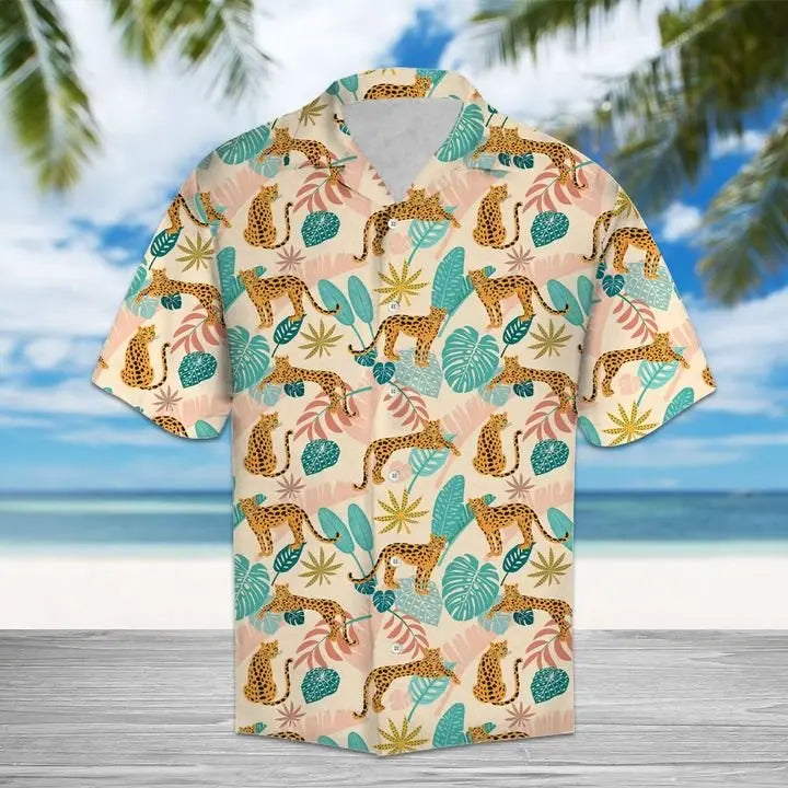 Summer Leopard Hawaiian Shirt For Beach Days, Coastal Adventures, And Thoughtful Gift Giving