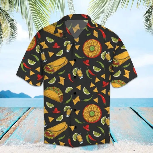 Summer Mexican Food Hawaiian Shirt For Tropical Holidays, Outdoor Gatherings, And Everyday Comfort