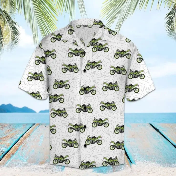 Summer Motorcycle Sport Hawaiian Shirt For Island Vacations, Resort Wear, And Relaxed Seasonal Style