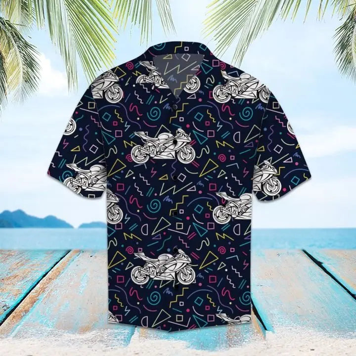 Summer Motorcycles Hawaiian Shirt For Tropical Holidays, Resort Trips, And Relaxed Coastal Style