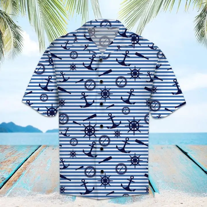 Summer Maritime Service Hawaiian Shirt For Island Vacations, Resort Wear, And Relaxed Seasonal Style