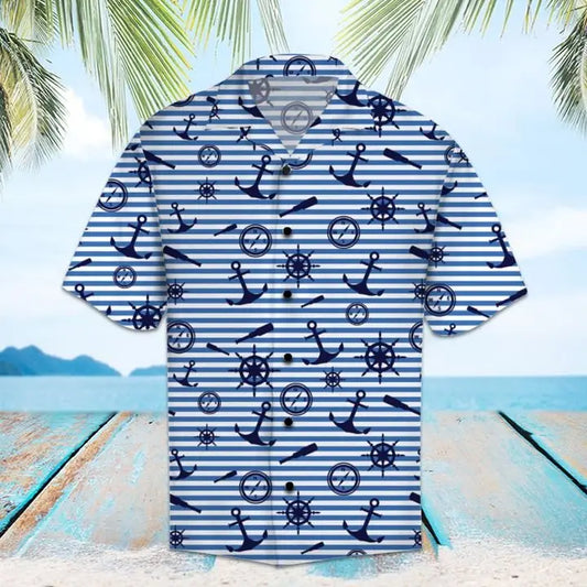 Summer Maritime Service Hawaiian Shirt For Island Vacations, Resort Wear, And Relaxed Seasonal Style