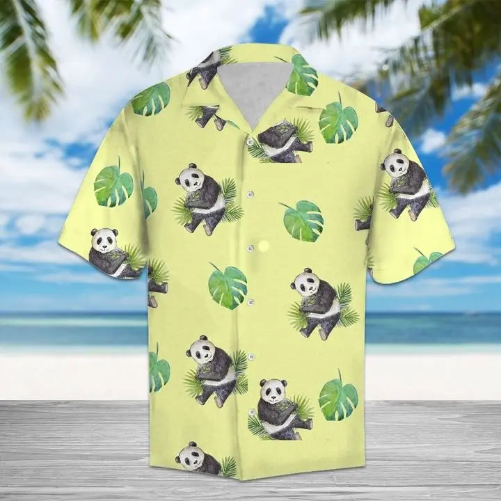 Summer Panda Hawaiian Shirt For Island Getaways, Outdoor Gatherings, And Comfortable Summer Wear