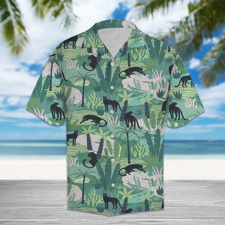 Summer Panther Hawaiian Shirt For Tropical Holidays, Outdoor Gatherings, And Everyday Comfort