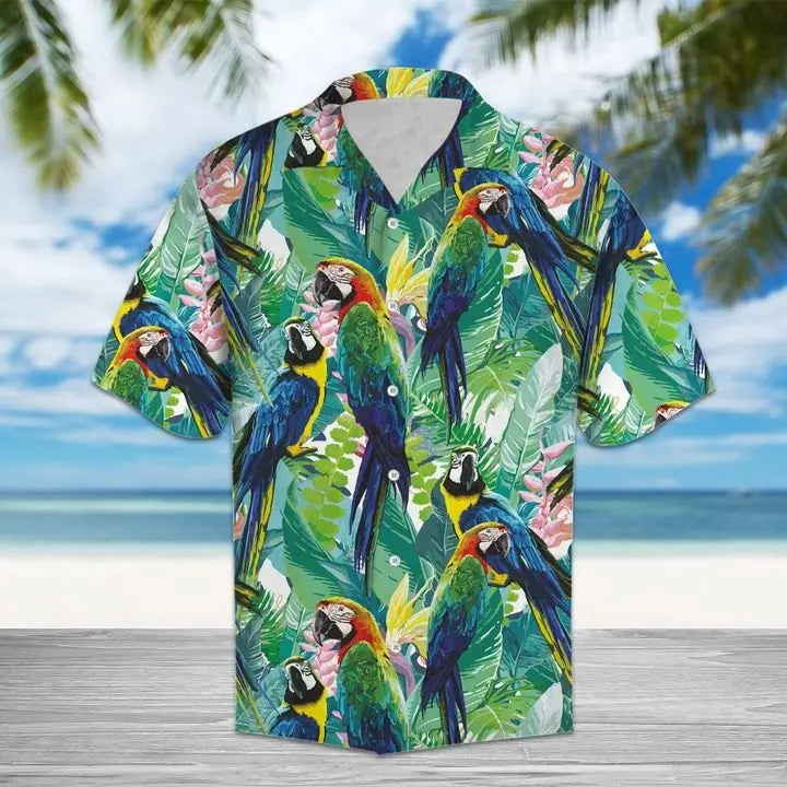Summer Parrot Hawaiian Shirt For Beach Days, Summer Outings, And Thoughtful Gift Giving